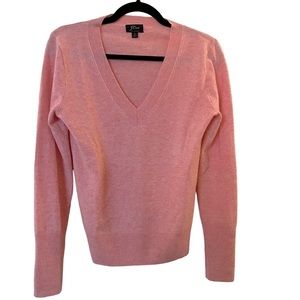 J. Crew 100% Cashmere Rose Pink V-Neck Sweater VALENTINE